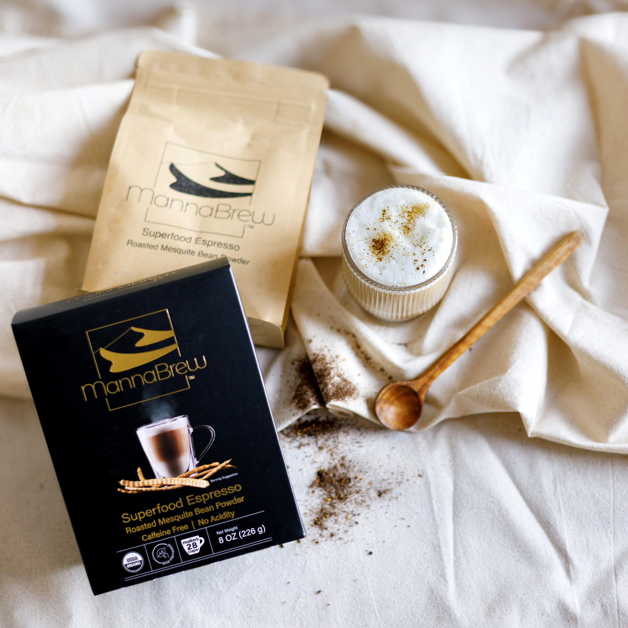 MannaBrew Superfood Espresso 226g | Caffeine-Free Coffee Alternative