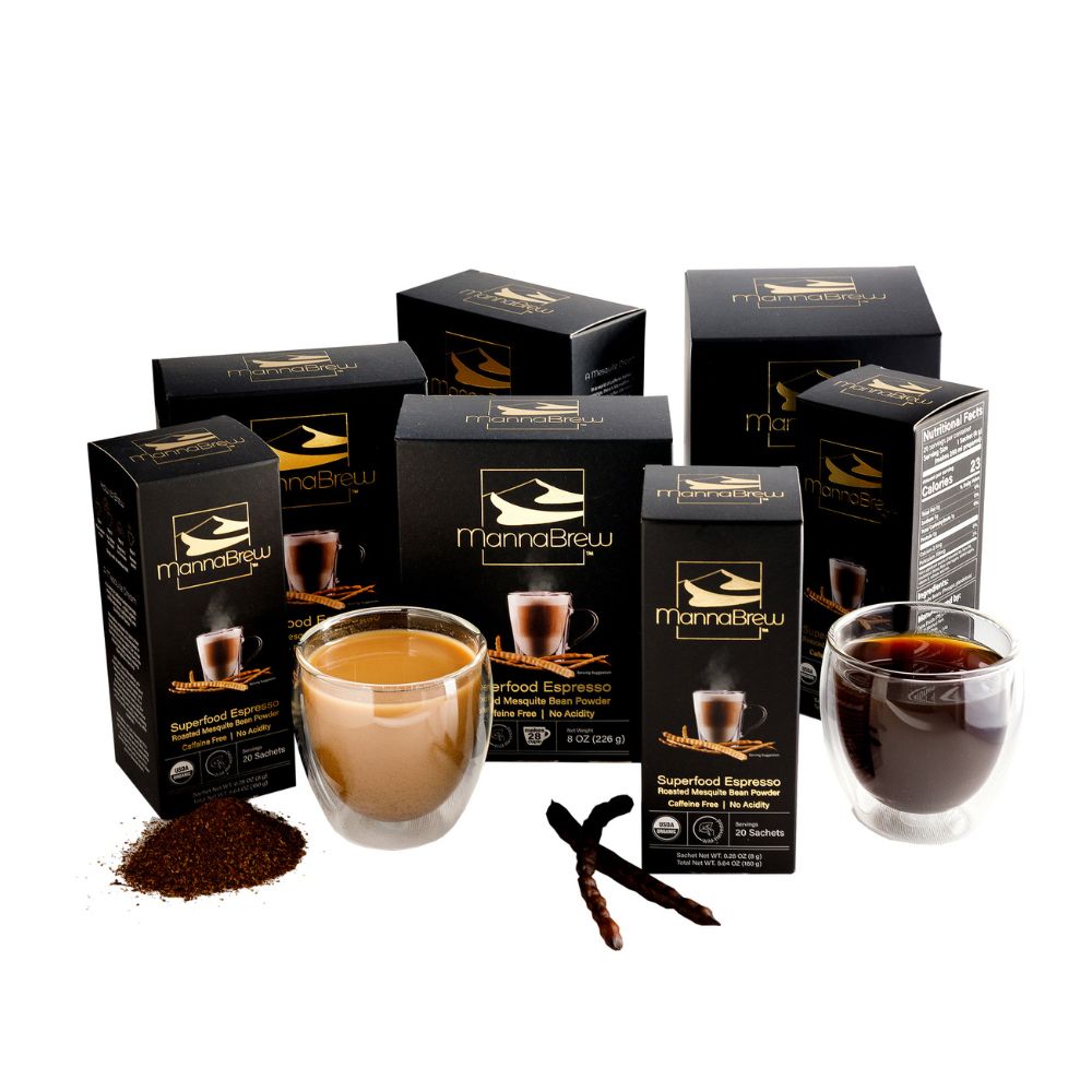 Different mannabrew products dislayed with glasses 